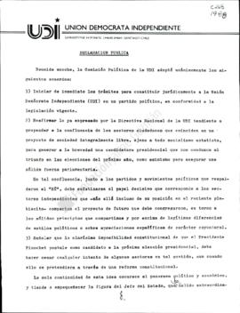 Prensa. Declaración Pública Acuerdos Comisión Política para Constituir Partido