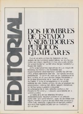 Editorial "Dos hombres de Estado y servidores públicos ejemplares", Realidad año 3, núm...