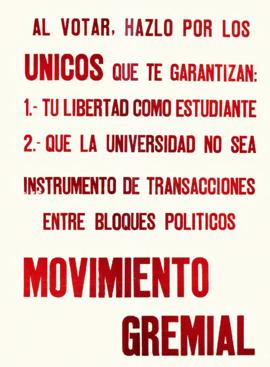 Volante llamando a votar por el movimiento gremial