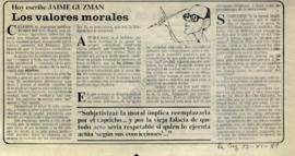 Columna en La Segunda Los valores morales