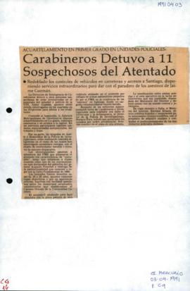 Prensa en El Mercurio. Acuartelamiento en primer grado de unidades policiales: Carabineros detuvo...