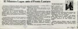 Columna en La Tercera El ministro Lagos ante el Frente Lautaro