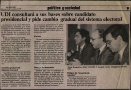 Prensa La Segunda. UDI Consultará a sus bases sobre Candidato Presidencial