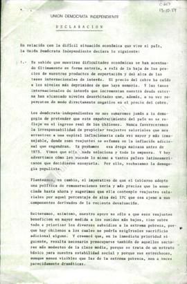 Prensa. Declaración Pública En Relación con la Difícil Situación Económica País