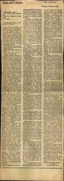 CARTA A MONSENOR EMILIO TAGLE