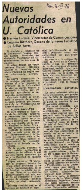 Prensa en El Mercurio. Nuevas autoridades en U. Católica