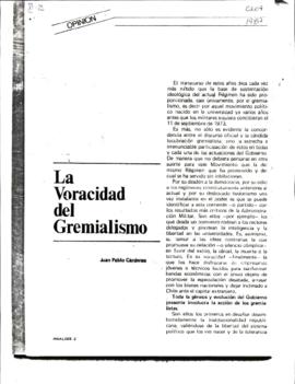 La Voracidad del Gremialismo