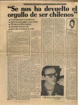 Entrevista en La Segunda "Se nos ha devuelto el orgullo de ser chileno"