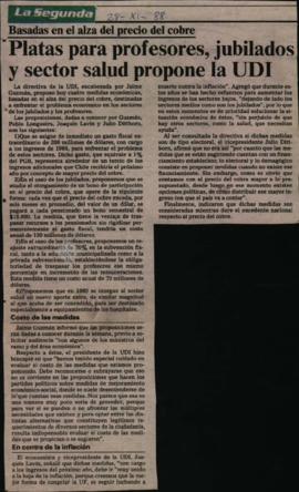 Prensa La Segunda. Basada en alza de precio del cobre: Plata para profesores, jubilados y sector ...