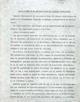 Explicación de la apoliticidad del Frente Gremialista