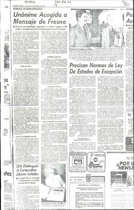PRIMEROS PRONUNCIAMIENTOS: UNANIME ACOGIDA A MENSAJE DE FRESNO