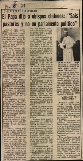 CHILE EN EL EXTERIOR: EL PAPA DIJO A OBISPOS CHILENOS: "SOIS PASTORES Y NO UN PARLAMENTO POL...