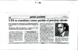Prensa La Segunda. UDI se constituye como partido el próximo sábado