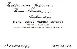 RESPUESTA DEL VATICANO A MONSENOR JORGE MEDINA SOBRE DECLARACIONES DEL JESUITA RAMON CIFUENTES