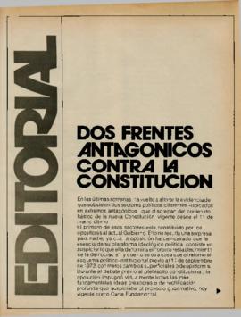 Editorial "Dos frentes antagónicos contra la Constitución", Realidad año 2, número 24