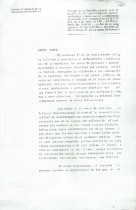 Informe de la Comisión de Estudios de las Leyes Orgánizas Constitucionales recaído en el anteproy...