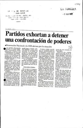 Prensa en La Tercera. Partidos exhortan a detener una confrontación de poderes