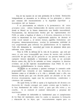 Prensa. Borrador Declaración Pública Postura UDI Frente a Aborto y Divorcio Argumento