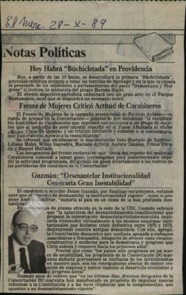 Prensa en El Mercurio. Guzmán: "Desmantelar institucionalidad generaría gran insestabilidad&...