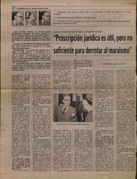 Entrevista en La Tercera "Proscripción jurídica es útil, pero no suficiente para derrotar al...