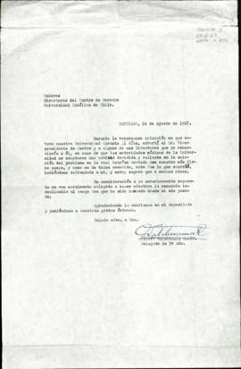Carta al Centro de Alumnos de Derecho UC renunciando al cargo de delegado
