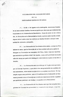 Declaración del Consejo Superior PUC