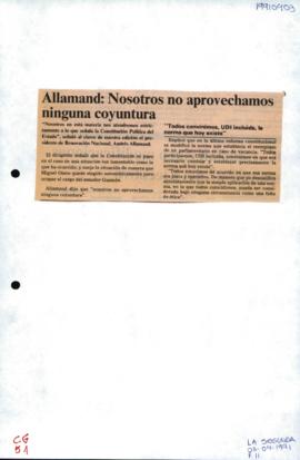 Prensa en La Segunda. Allamand: nosotros no aprovecharemos ninguna coyuntura