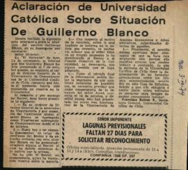 ACLARACION DE UNIVERSIDAD CATOLICA