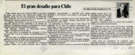 Columna en La Tercera El gran desafío para Chile
