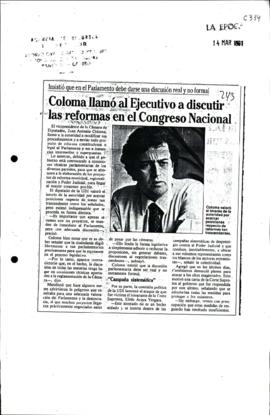 Prensa en La Época. Coloma llamó al Ejecutivo a discutir las reformas en el Congreso Nacional