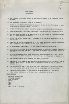 Cuestionario para entrevista a Jaime Guzmán