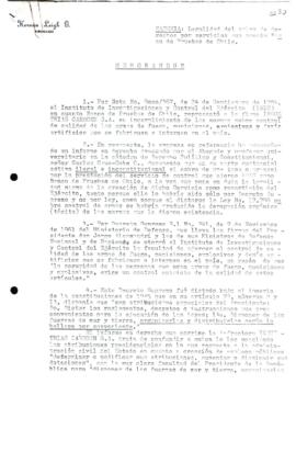 Memorandum sobre legalidad del cobro de derechos por servicios que presta Banco de Pruebas de Chile