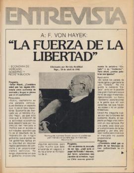 Revista Realidad. Entrevista a F. von Hayek: "La fuerza de la libertad". Año 2 N.° 24
