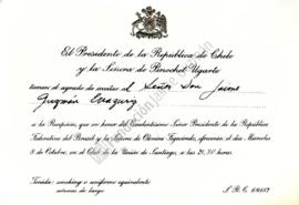Invitación a Jaime Guzmán a recepción en honor del presidente de Brasil
