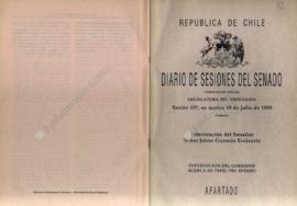 Diario de Sesiones del Senado. Intervención por Indefinición del Gobierno acerca del papel del Es...