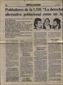 Prensa La Segunda. La Derecha tiene alternativa poblacional como no la Logró nunca