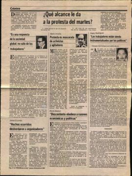 Entrevista en La Tercera ¿Qué alcance le da a la protesta del martes? "hechos ocurridos desb...