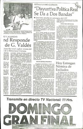 Entrevista en El Mercurio "Disyuntiva política real se da a dos bandas"