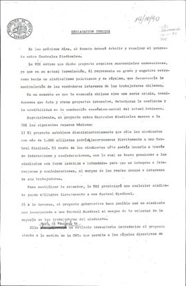 Declaración Pública sobre Centrales Sindicales a discutirse en el Senado