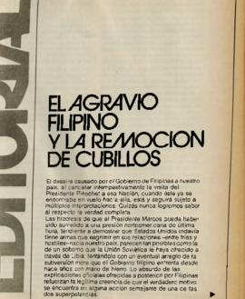 Editorial "El agravio filipino y la remoción de Cubillos", Realidad año 1, número 11