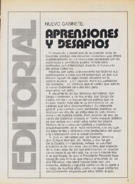 Editorial "Nuevo gabinete: Aprensiones y desafíos", Realidad año 3, número 36