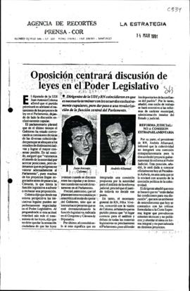 Prensa en La Estrategia. Oposición centrará discusión de leyes en el Poder Legislativo