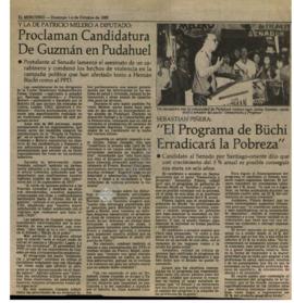 Prensa en El Mercurio. Proclaman candidatura de Guzmán en Pudahuel