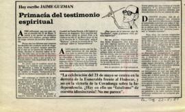Columna en La Segunda Primacía del testimonio espiritual