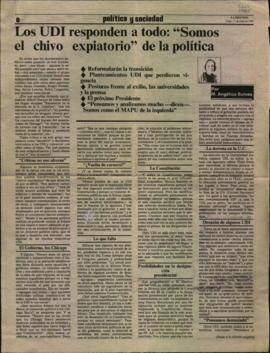 Prensa La Segunda. Los UDI responden a todo "Somos el chivo expiatorio" de la política