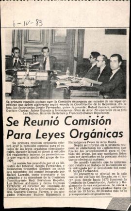 Prensa en El Mercurio. Se reunió comisión para Leyes Orgánicas