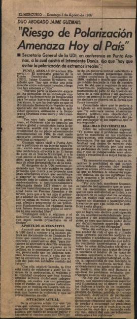 Entrevista en El Mercurio "Riesgo de polarización amenaza hoy al país"