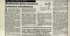 Columna en La Segunda Reflexión para nuestros criterios económicos