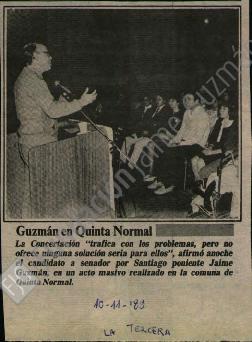 Prensa en La Tercera. Guzmán en Quinta Normal