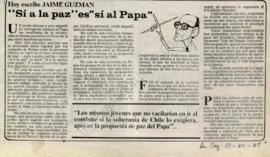 Columna en La Segunda "Sí a la paz" es "sí al Papa"